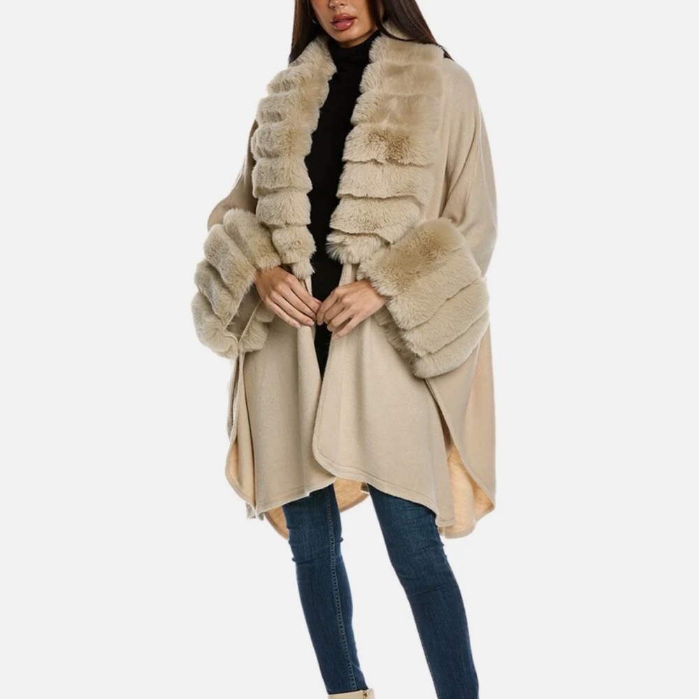 Saks Fifth Avenue Faux Fur Knit Wrap